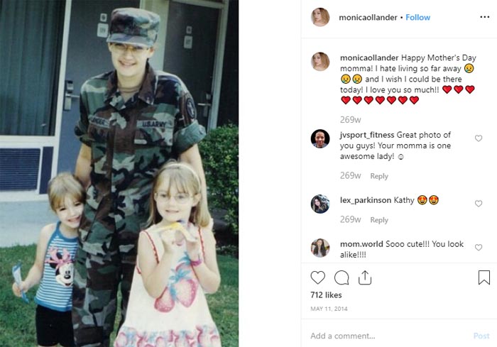 Monica Ollander posting picture of her mother on her Instagram.